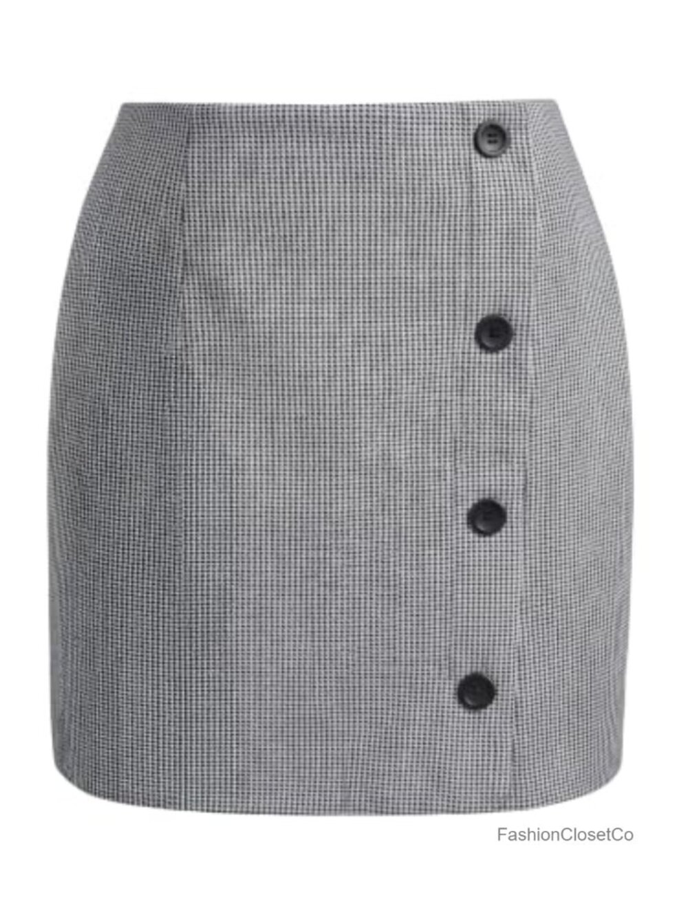 Womens Plaid Mini Skirt High Waisted Bodycon Button Skirt Zip Closure